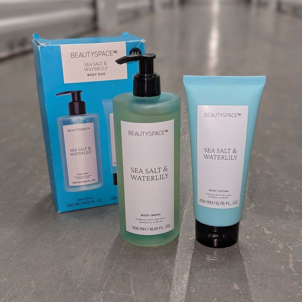 BeautySpace NK Sea Salt & Waterlily Body Wash & Lotion Duo –16.91oz & 6.76oz NIB